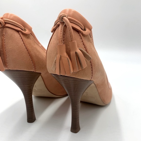 Auth NWT Giuseppe Zanotti TAK 90 Sandolo Peach Peep Toe Suede 4" Heels US 7.5B - Picture 5 of 16